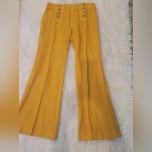 Anthropologie Elevenses Mustard Yellow Wide Leg Pants SZ 8